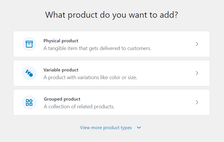 Product types in WooCommerce.