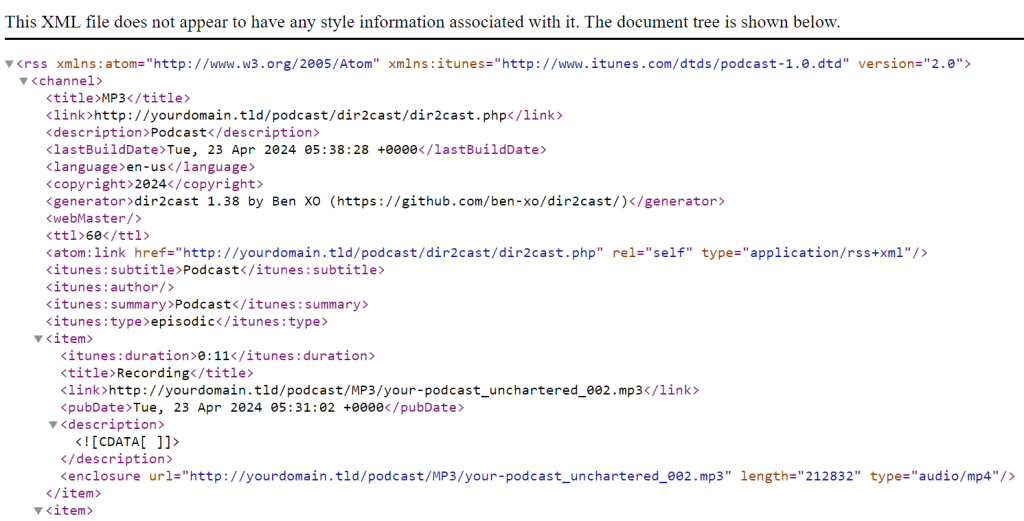 RSS Feed XML file content