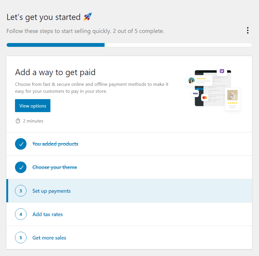 Step 2 of 5 in the WooCommerce setup wizard.