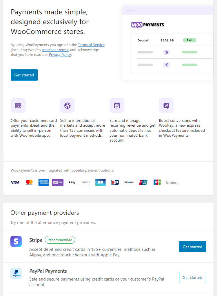 The WooPayments processor option.
