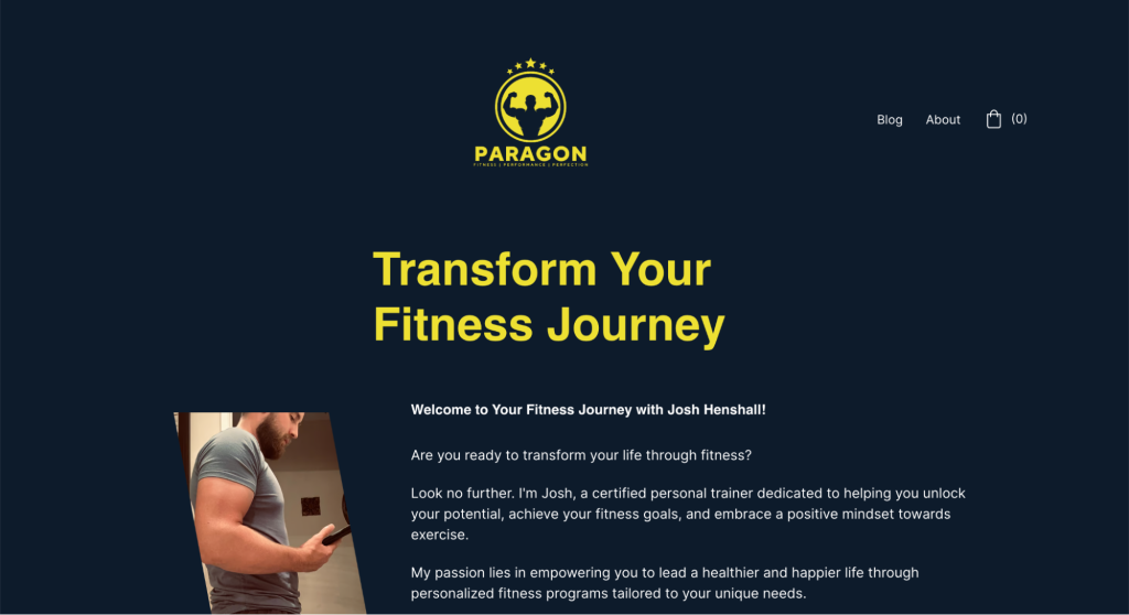 Paragon Fitness landing page