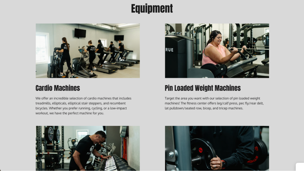 The Grind Fitness Center landing page