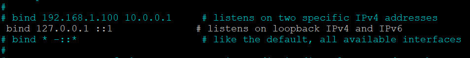 The IP bind setting in the Redis configuration file