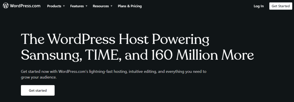 The homepage of WordPress.com.