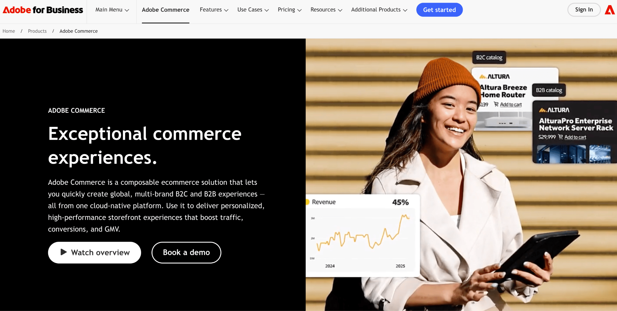 Homepage of Adobe Commerce