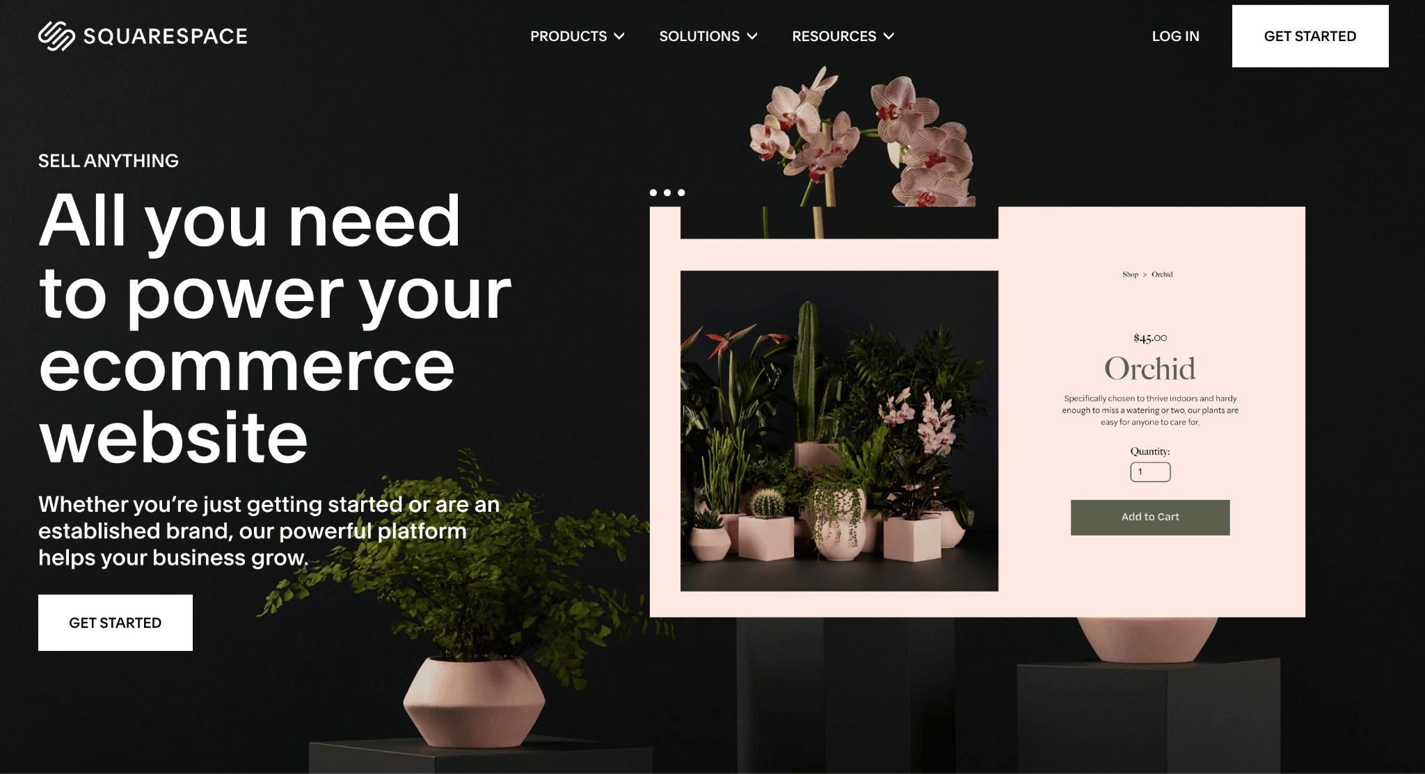 Homepage of Squarespace Commerce