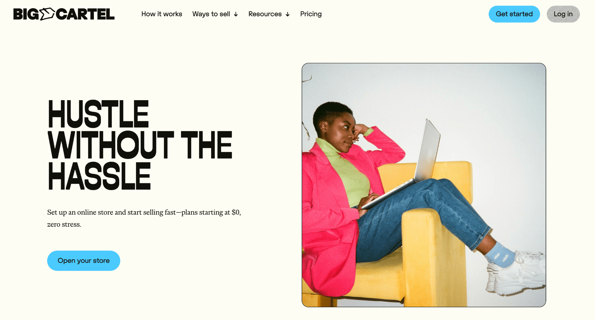 Homepage of Big Cartel