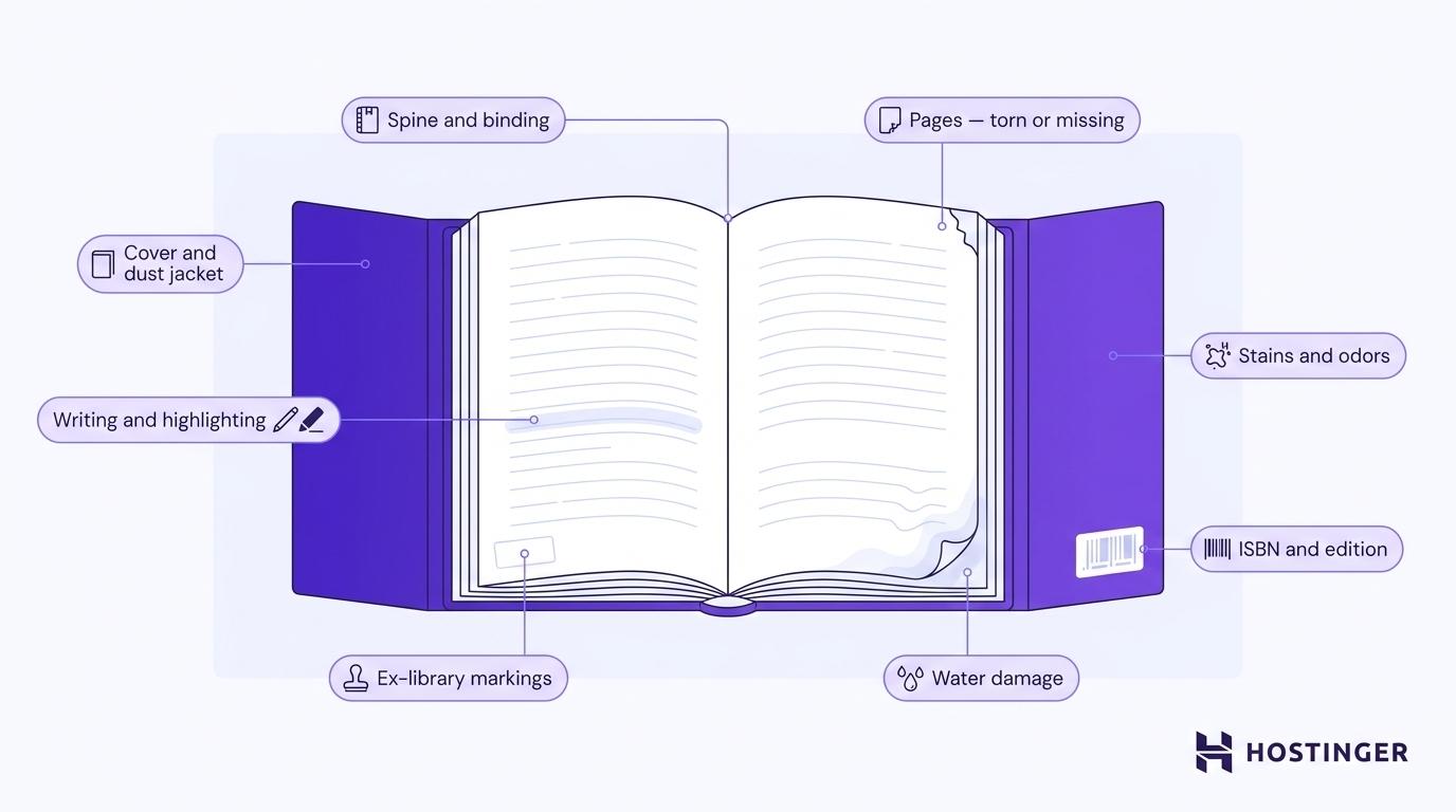Checking the book's physical condition