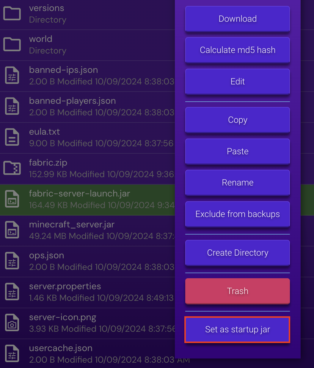 How to install the Fabric mod loader on a Minecraft server