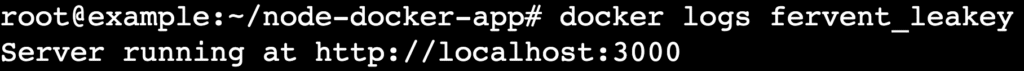 A terminal output after running the docker logs command