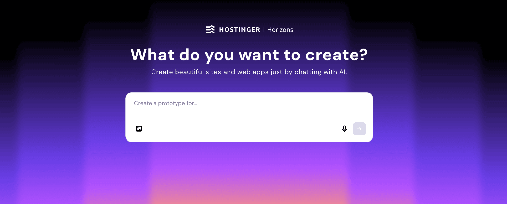 Homepage of Hostinger Horizons