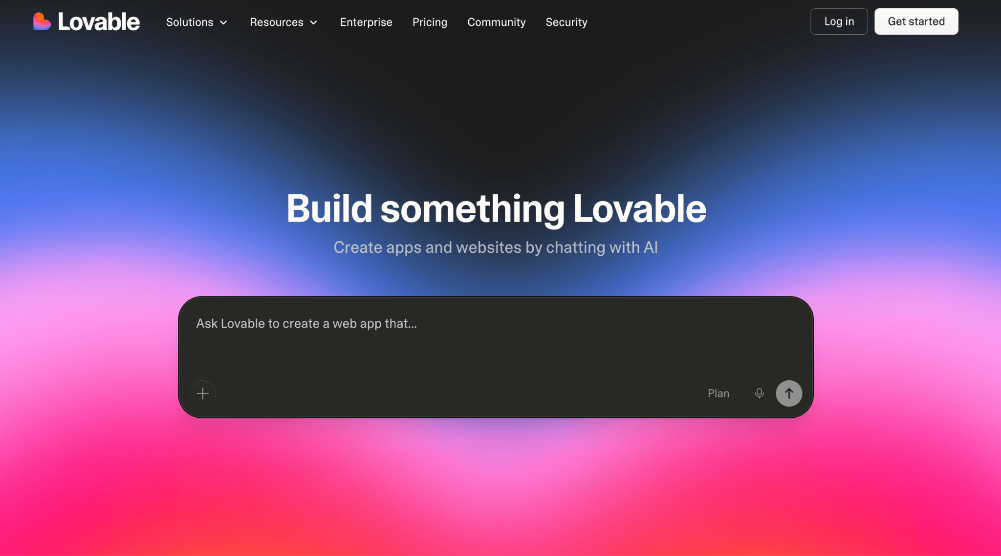Homepage of Lovable