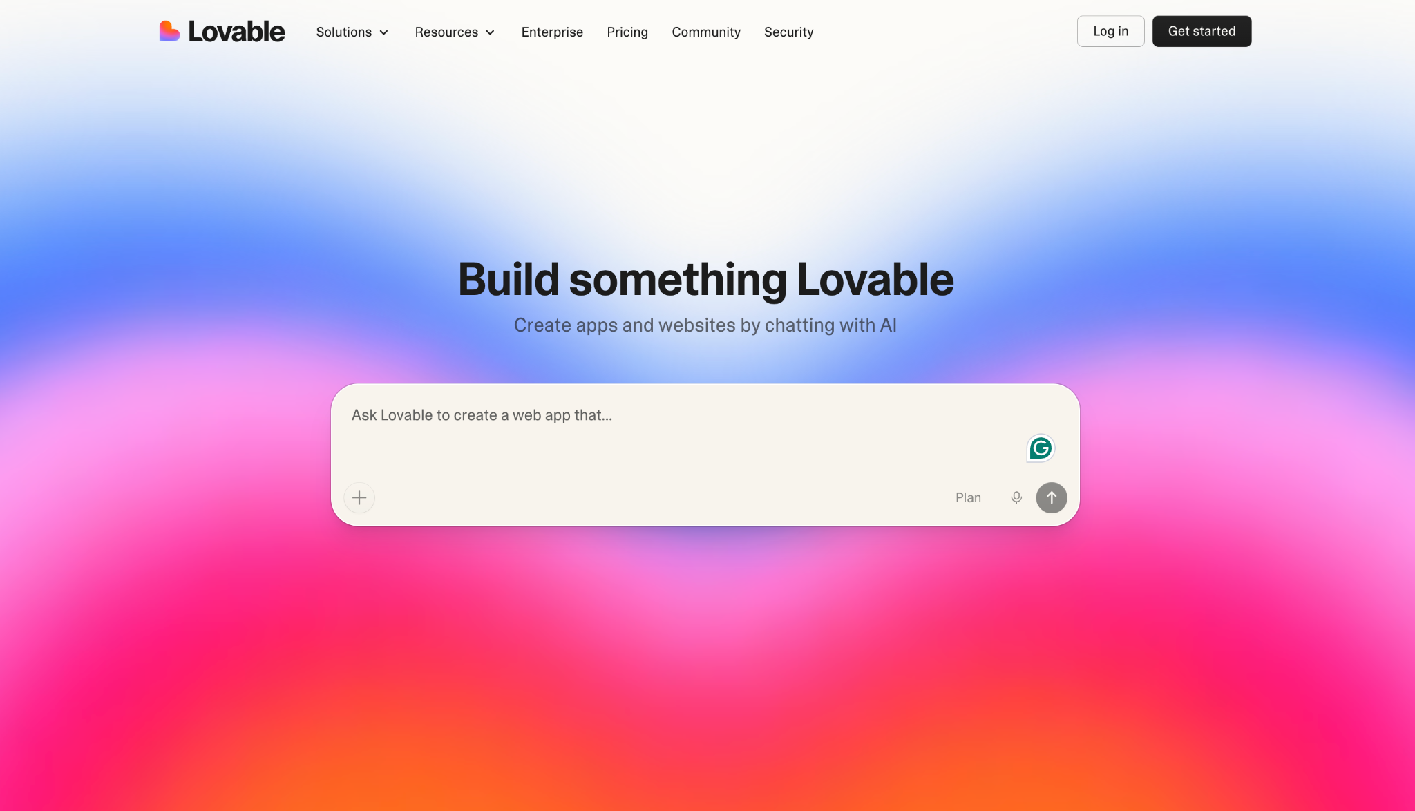 Lovable landing page