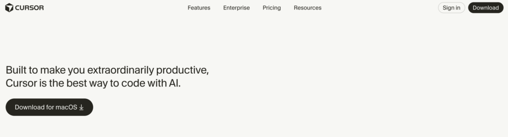 Cursor landing page