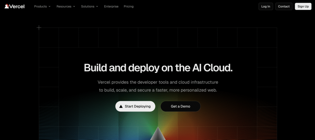 Vercel website home page