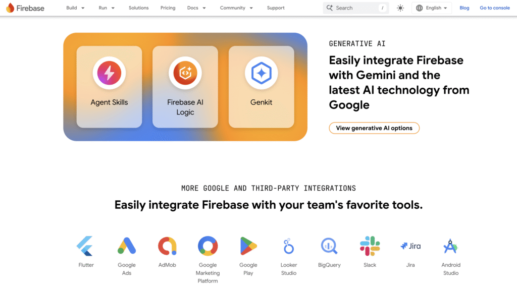 Firebase's homepage