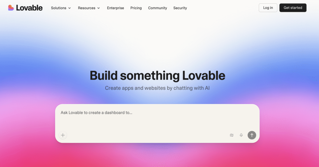 Lovable's homepage