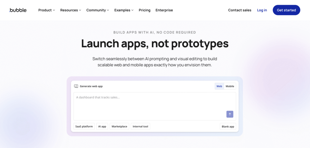 Bubble's home page