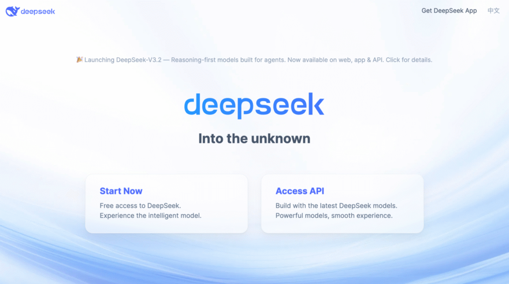 Homepage of Deepseek
