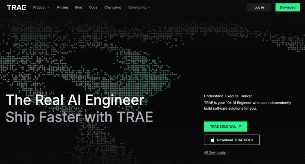 Homepage of Trae AI