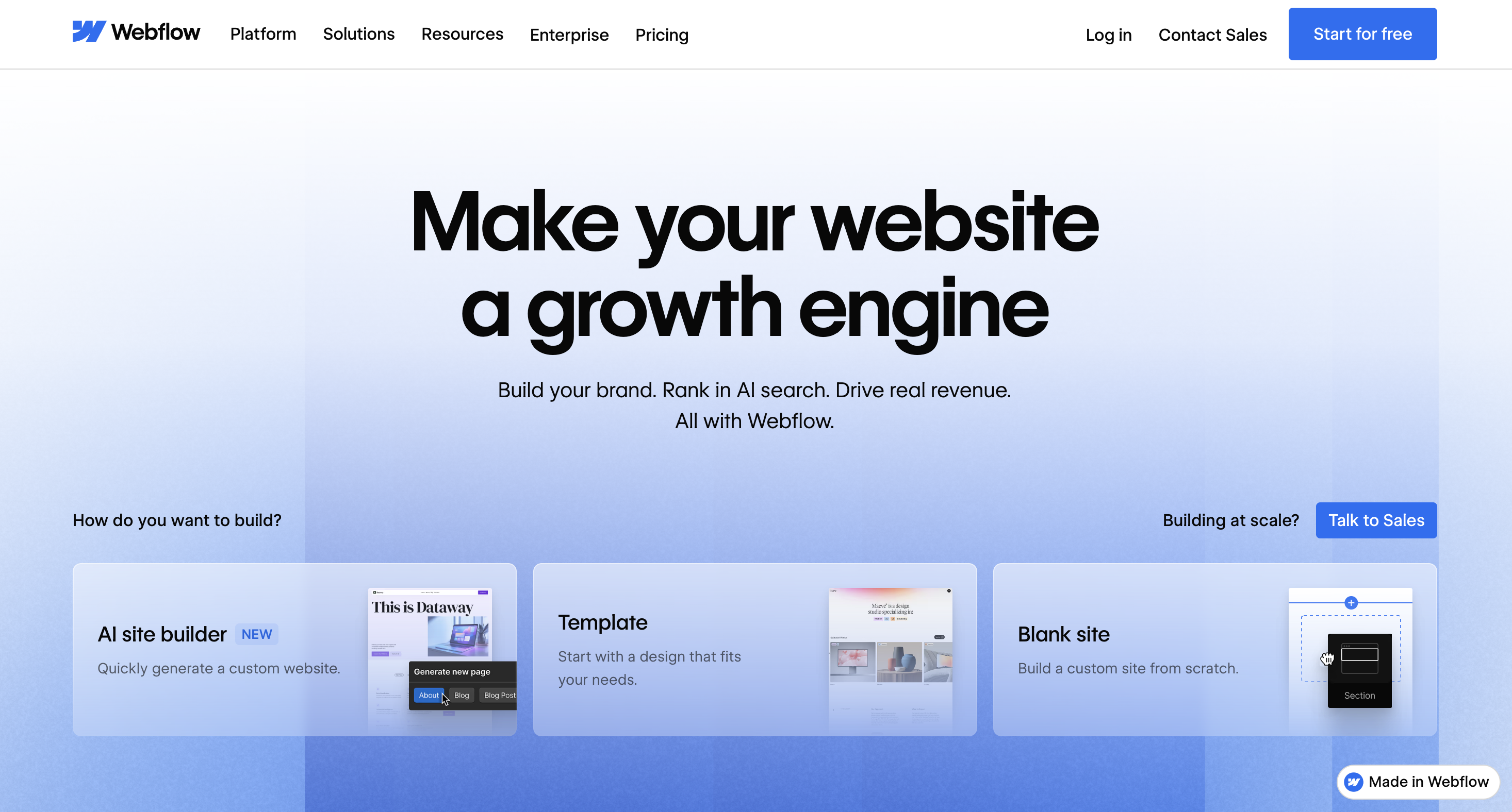 Webflow's home page