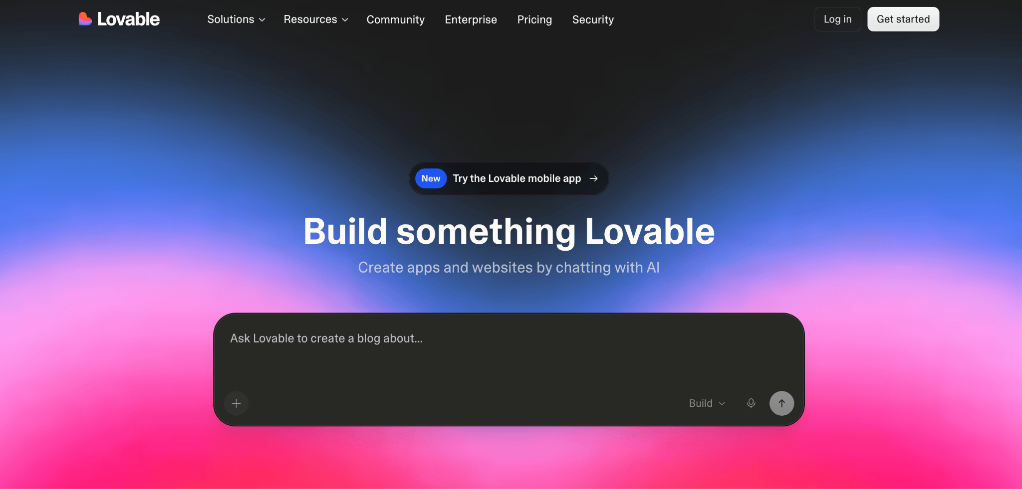 Homepage of Lovable