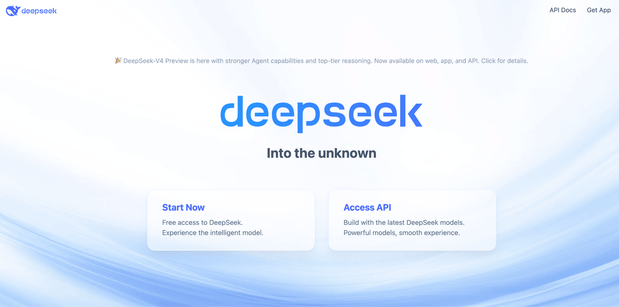 Homepage of DeepSeek