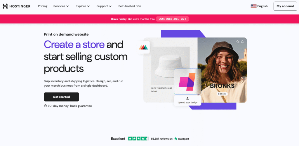 Hostinger Print on Demand landing page