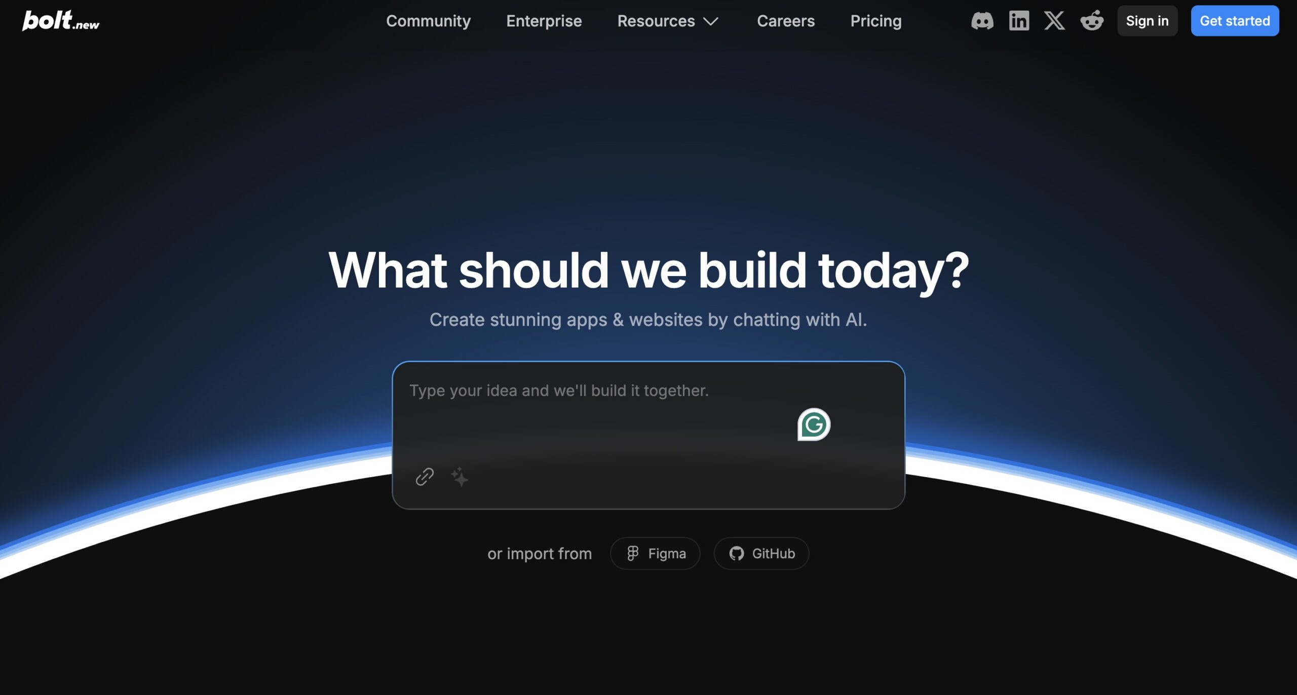 Bolt homepage