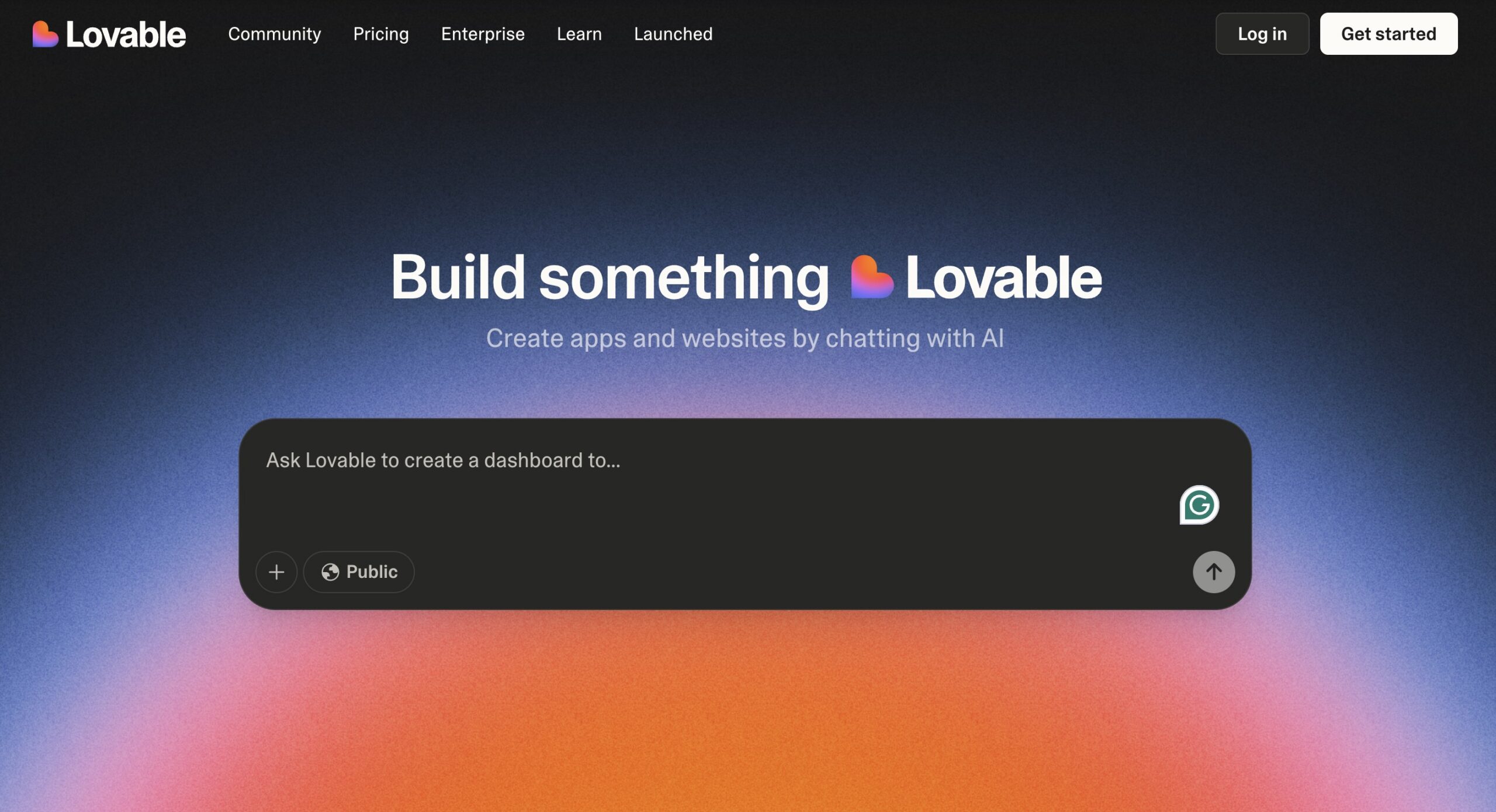Lovable homepage