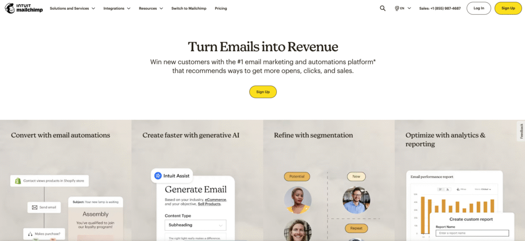 Mailchimp homepage