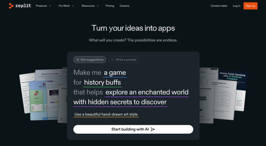Replit homepage