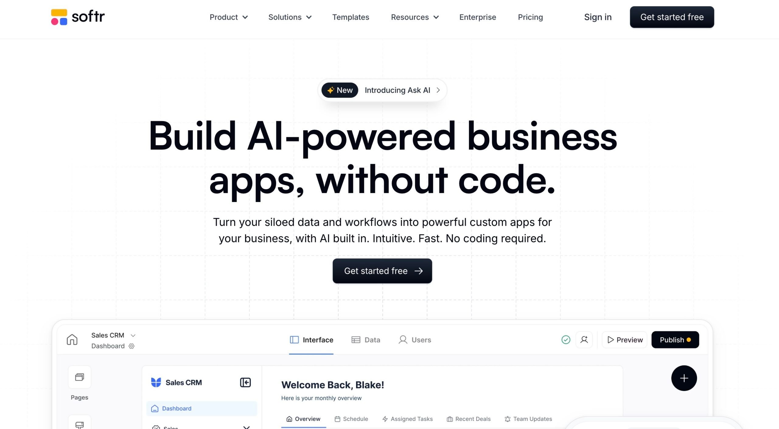 Softr homepage