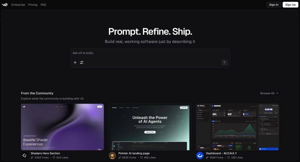 v0 homepage