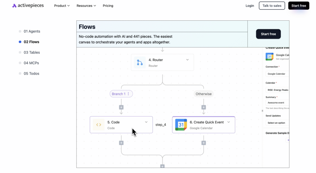 ActivePieces' homepage