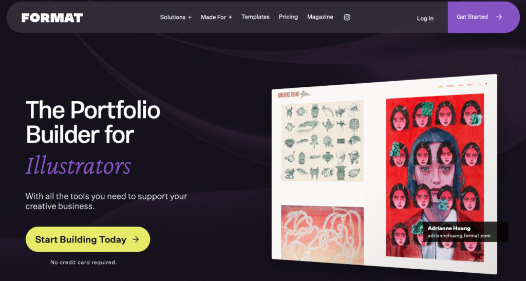 Format landing page