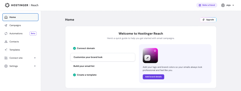 Hostinger Reach dashboard