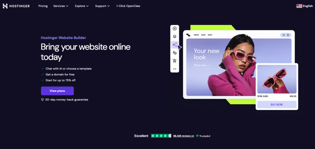 Hostinger Website Builder landing page