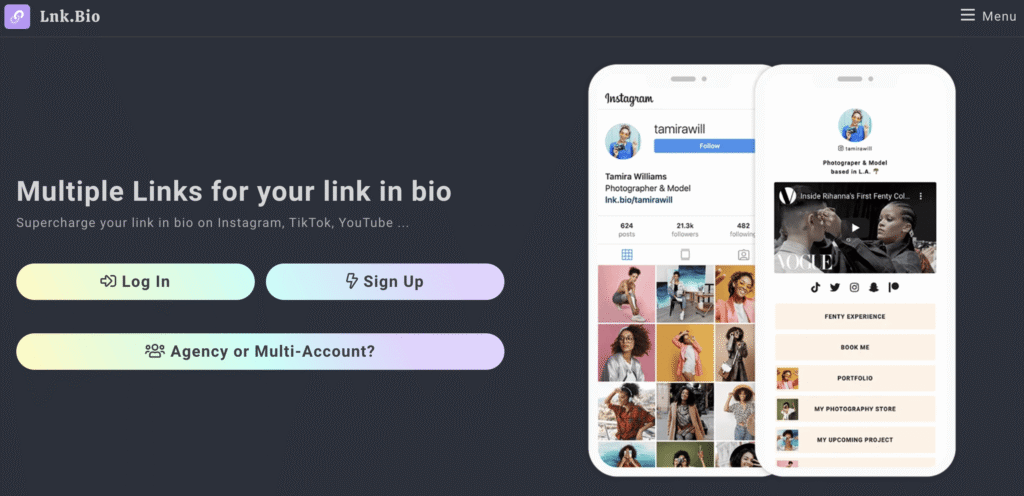 Homepage of Lnk.bio