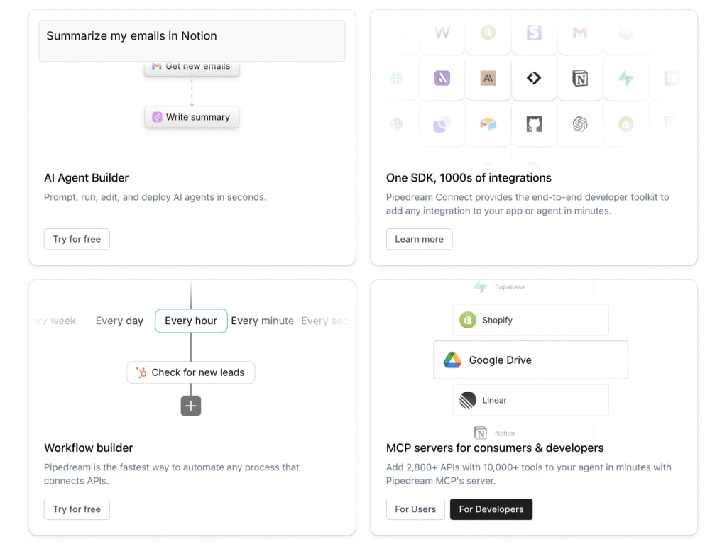 Pipedream's homepage