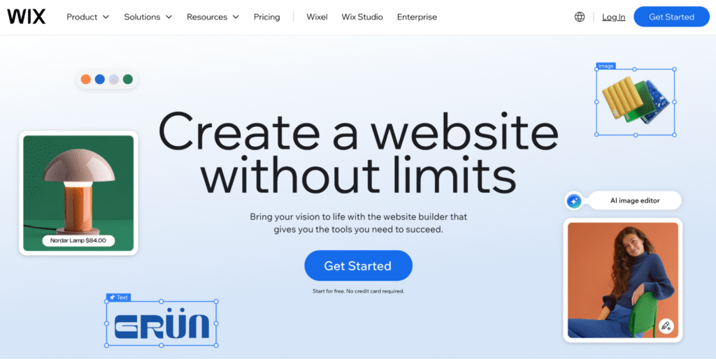 Wix landing page