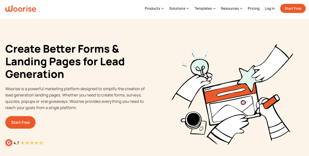 Homepage of Woorise