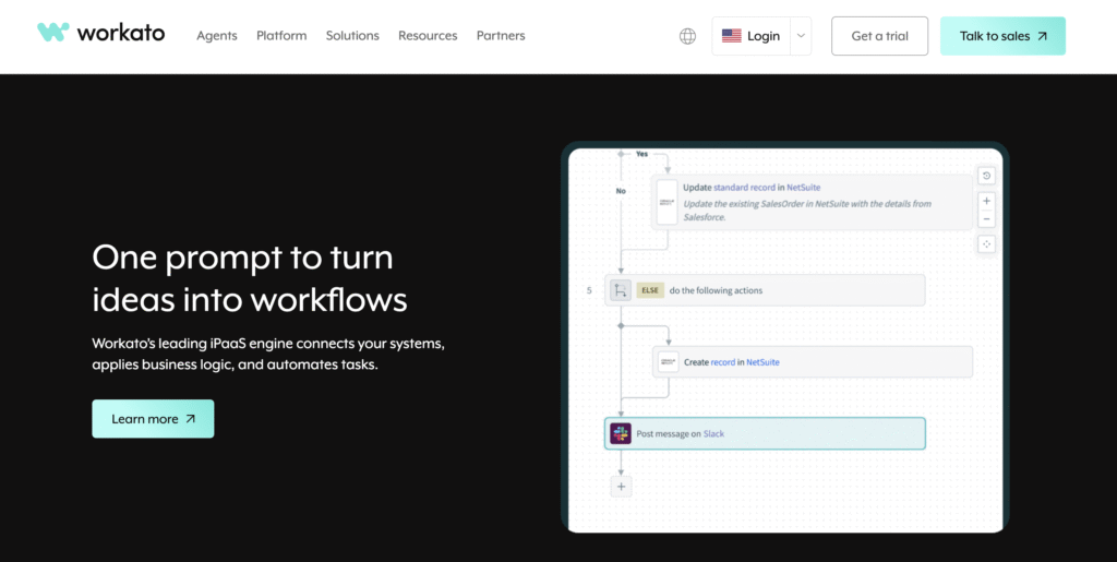 Workato's homepage