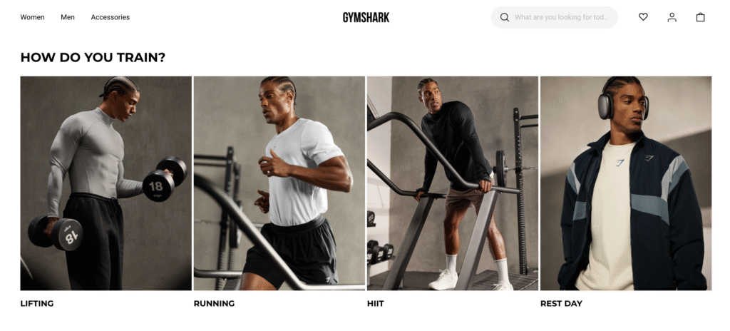 Gymshark's web page