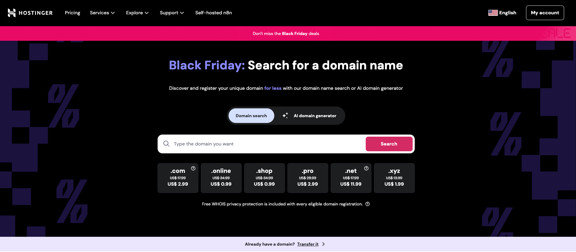 Hostinger website screenshot