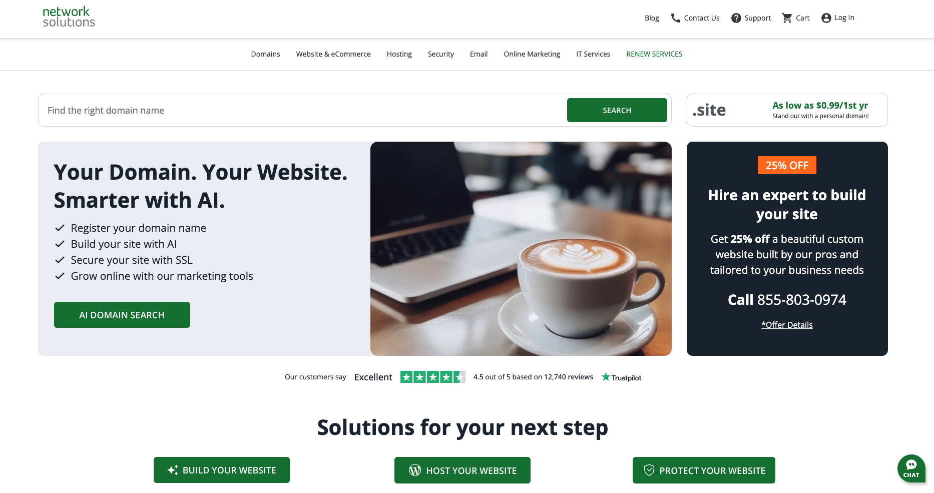 Network Solutions website screenshot