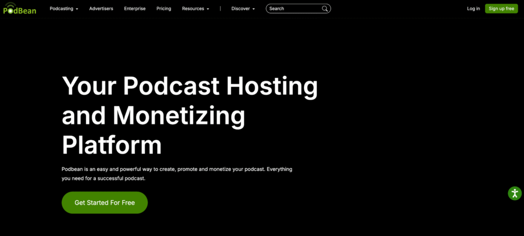 Podbean landing page