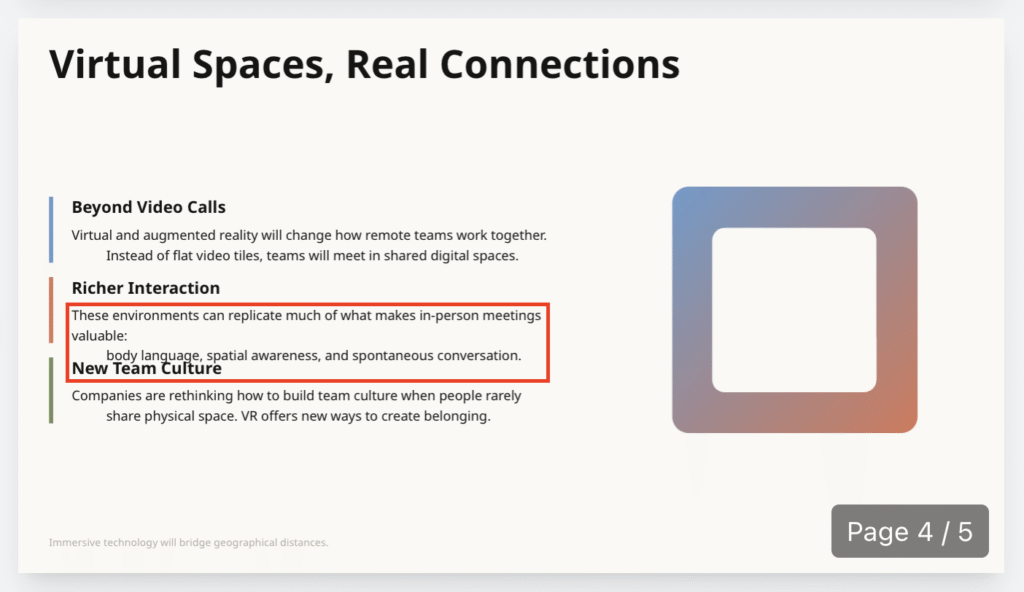 Preview showing overlapping text and alignment issues on presentation slide
