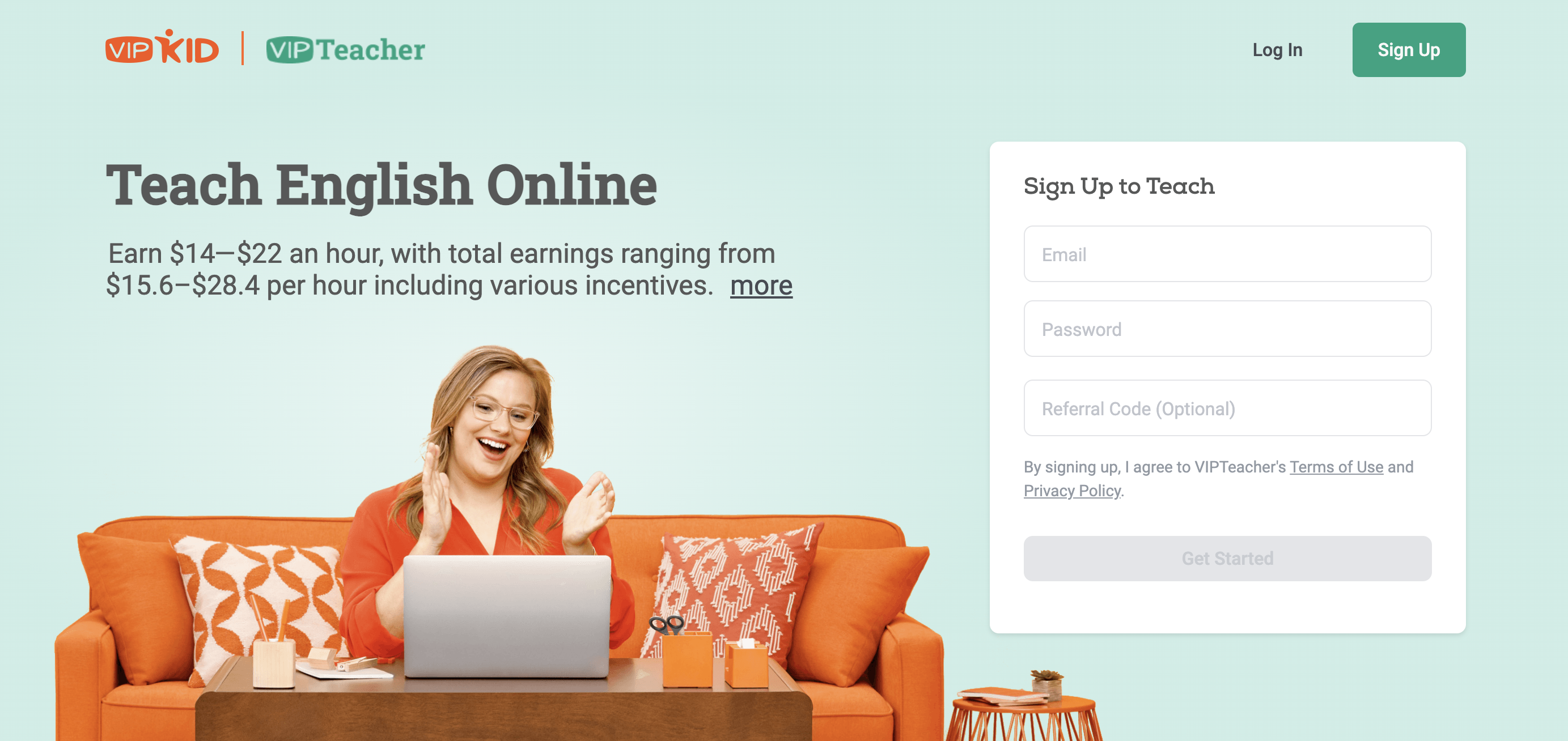 VIPKid website promoting online English teaching jobs