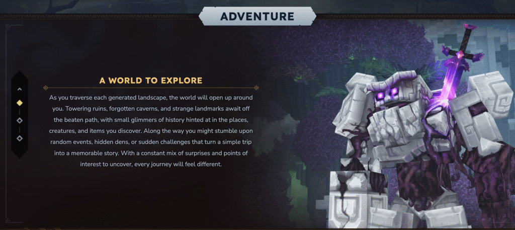The Adventure section in Hytale website's Game page